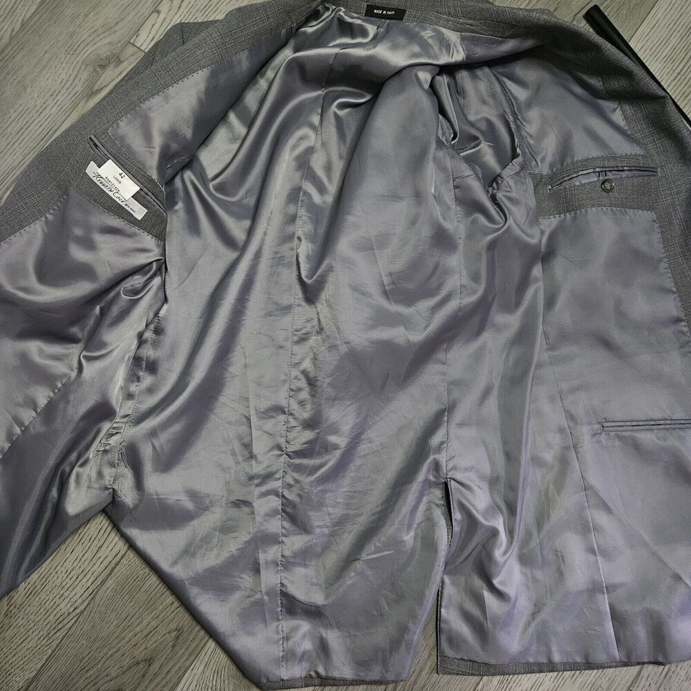 Kenneth Cole New York Wool Blazer Sports Coat Men 42L‎ Gray Double Vent Business - Picture 9 of 9